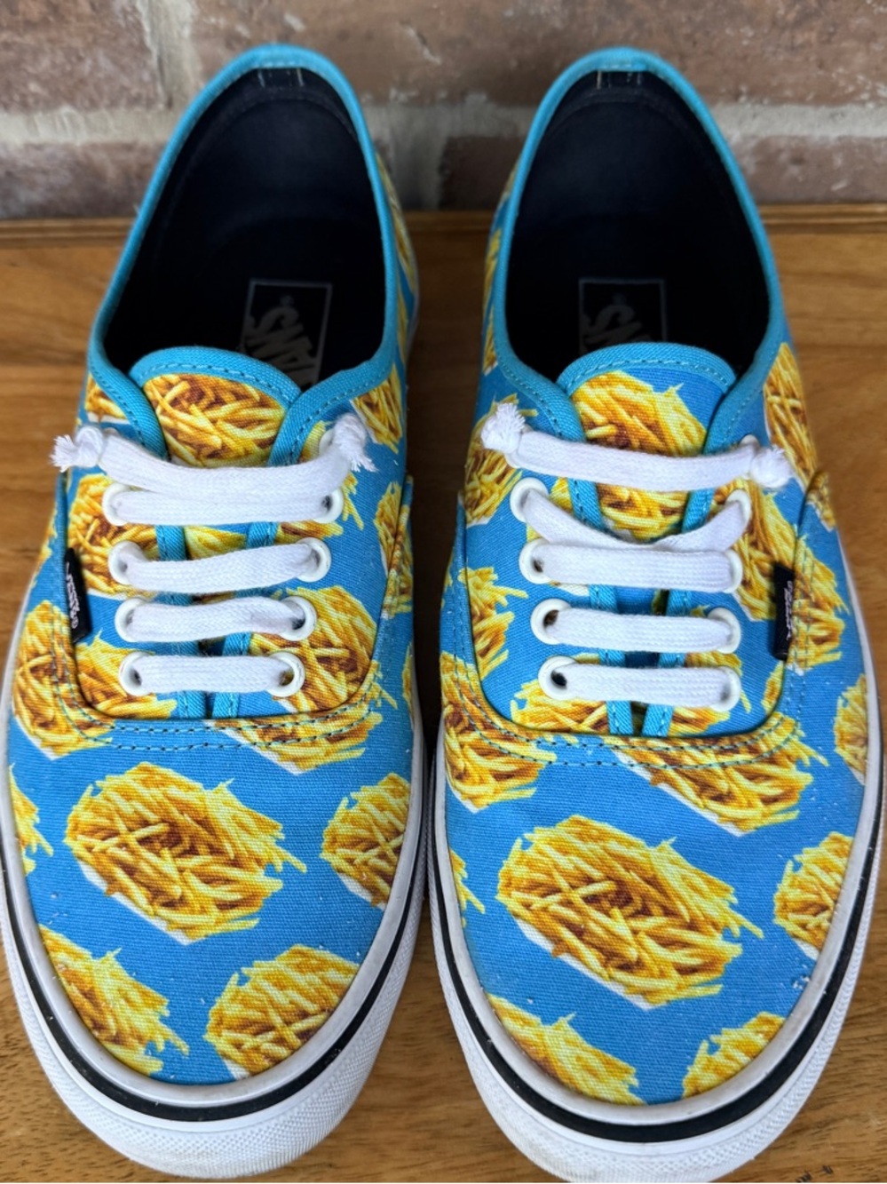 Vans Kids Blue Canvas Sneakers with Yellow Fry Print